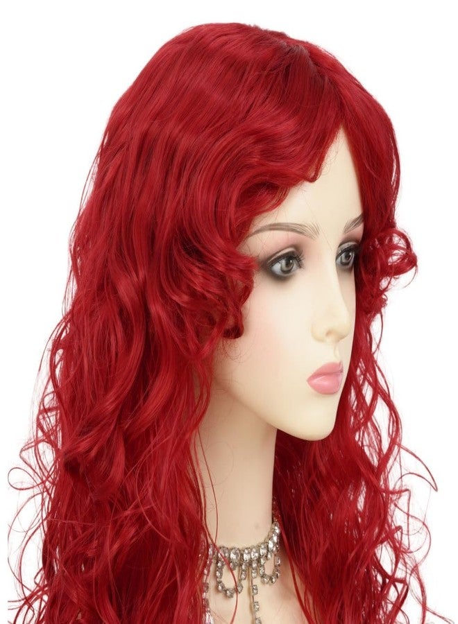 Dai Cloud Red Wigs with Bangs for Women Long Curly Wavy Soft Princess Synthetic Cosplay Halloween Hair Wig for Cosplay Use - Image 5